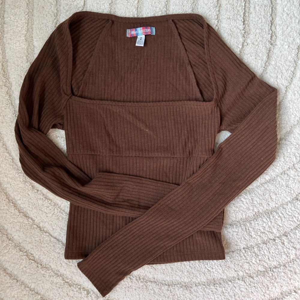 Urban Outfitters Chocolate Ribbed Knit Top